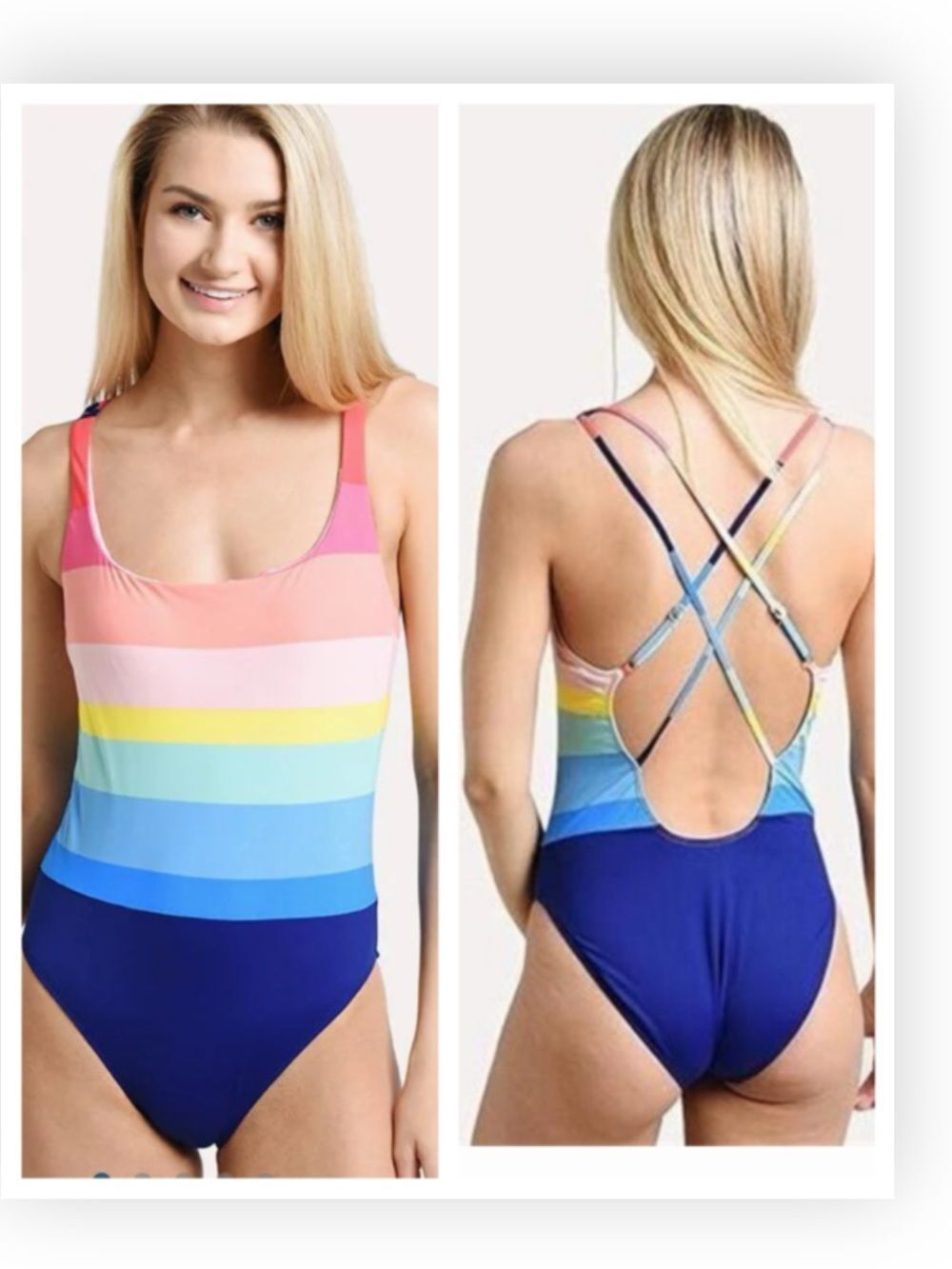 La Blanca Stripe Tastic Mio rainbow striped tank One Piece Swimsuit $130
